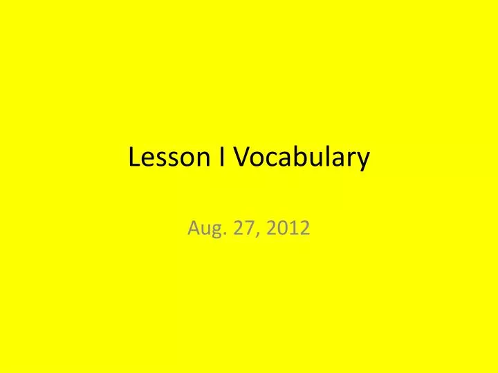 lesson i vocabulary