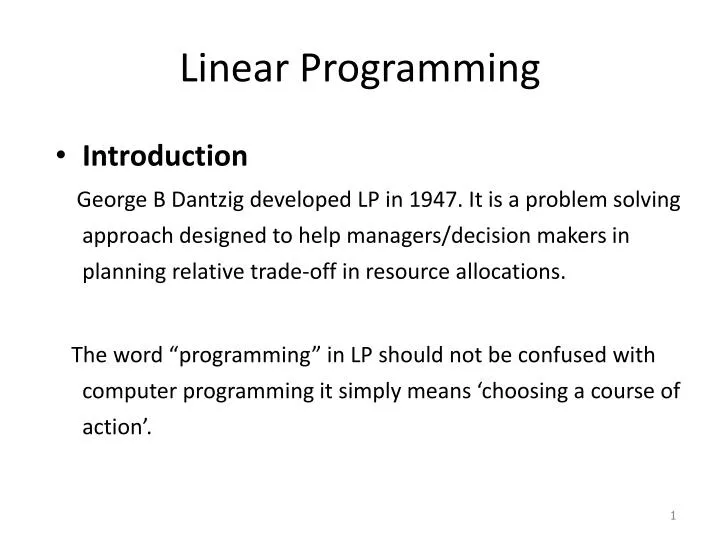 linear programming