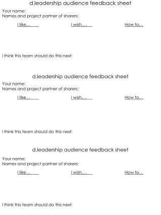 d.leadership audience feedback sheet