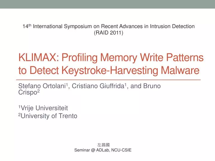 klimax profiling memory write patterns to detect keystroke harvesting malware