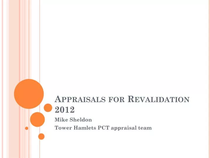 appraisals for revalidation 2012