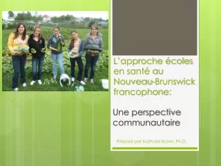 l approche coles en sant au nouveau brunswick francophone