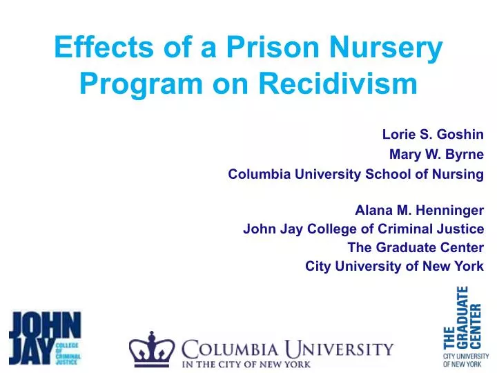 effects of a prison n ursery p rogram on recidivism