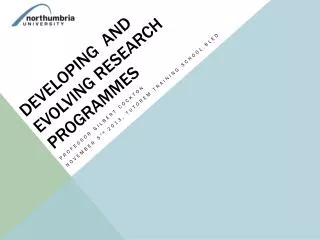 Developing and evolving Research Programmes