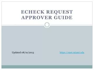 eCHECK Request Approver Guide