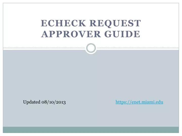 echeck request approver guide
