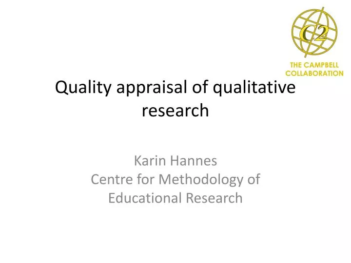 quality appraisal of qualitative research