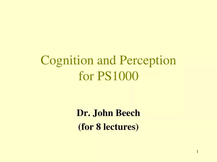 cognition and perception for ps1000