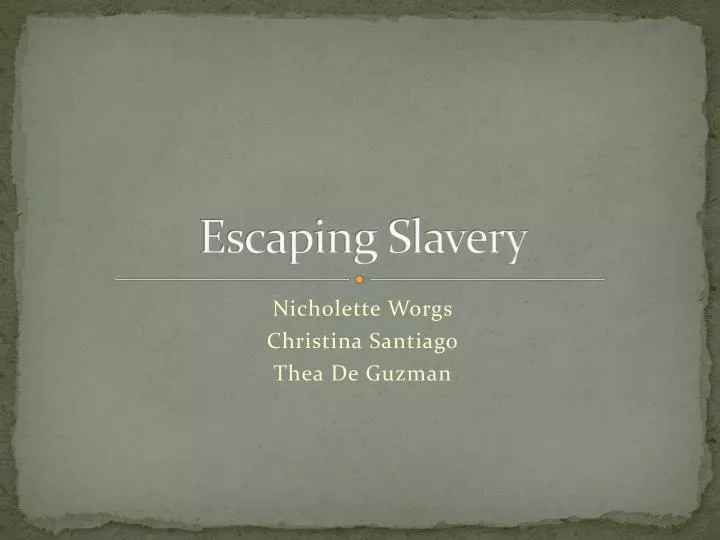 escaping slavery