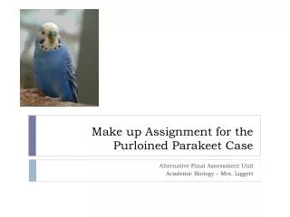 Make up Assignment for the Purloined Parakeet Case