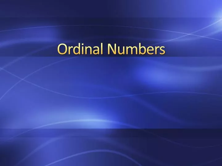 ordinal numbers