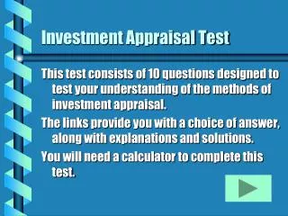 Investment Appraisal Test