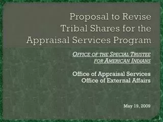 Proposal to Revise Tribal Shares for the Appraisal Services Program