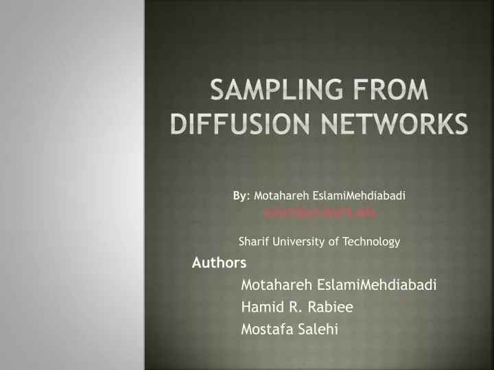 sampling from diffusion networks