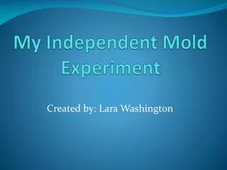 My Independent Mold Experiment