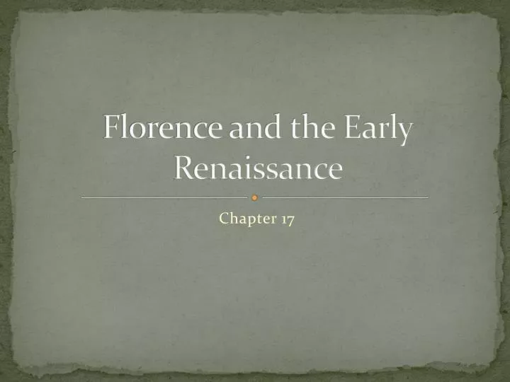 florence and the early renaissance