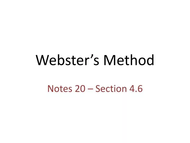 webster s method