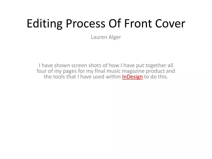 editing process of front cover