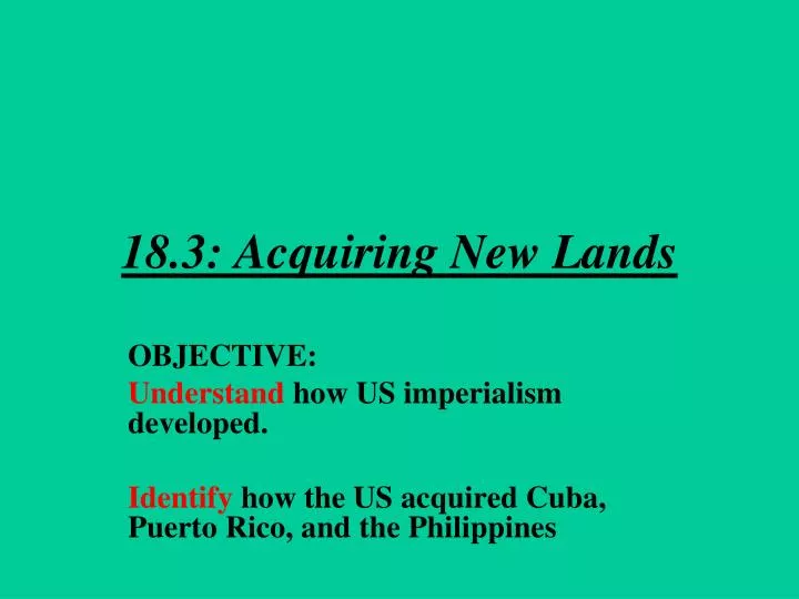 18 3 acquiring new lands