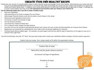 Create your own healthy recipe