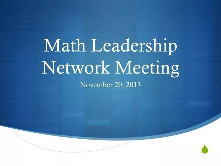 math leadership network meeting