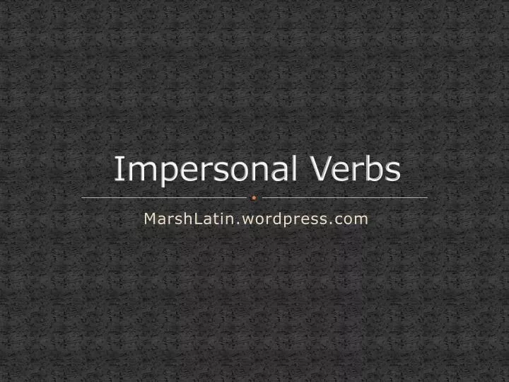 impersonal verbs