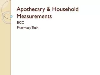 Apothecary &amp; Household Measurements