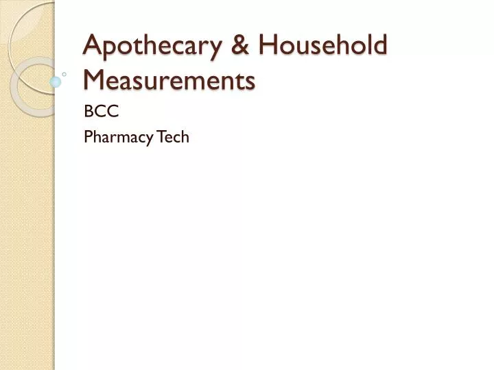 apothecary household measurements