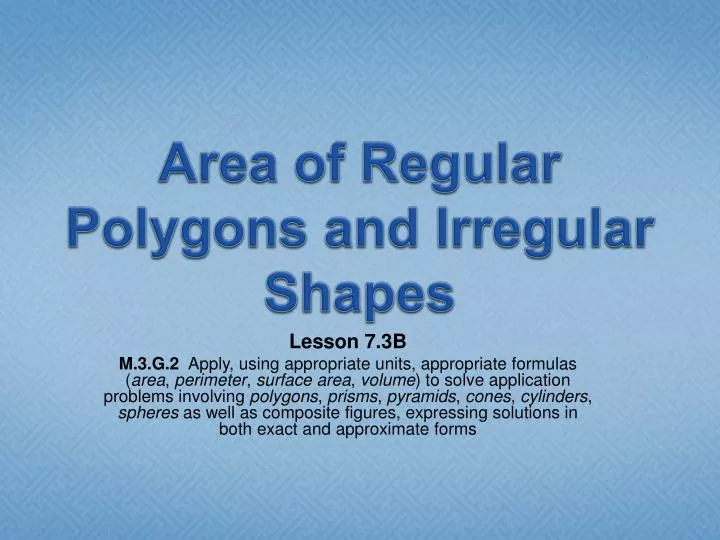 area of regular polygons and irregular shapes
