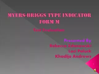 Myers-Briggs Type Indicator Form M