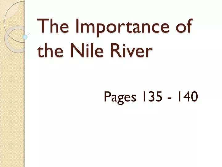 the importance of the nile river