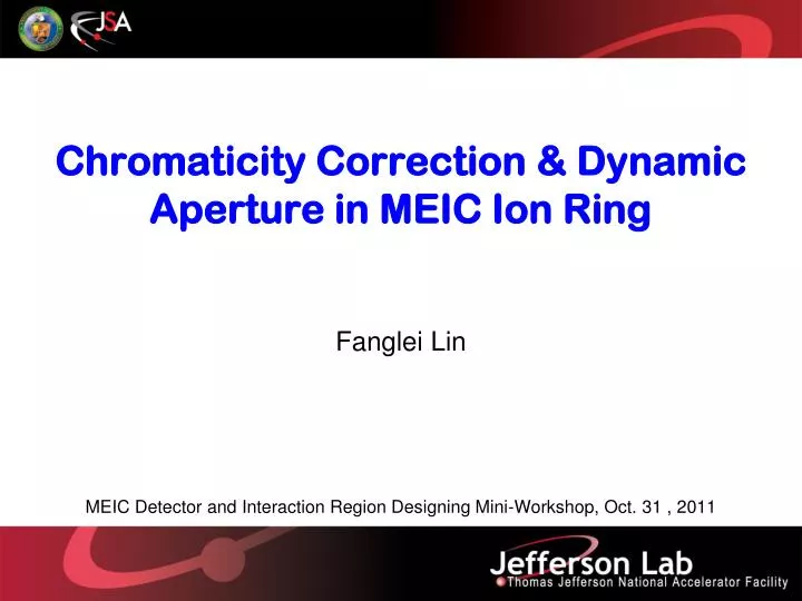 chromaticity correction dynamic aperture in meic ion ring