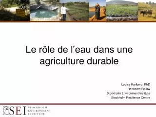 le r le de l eau dans une agriculture durable