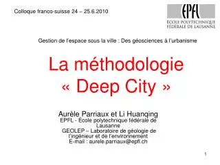 la m thodologie deep city
