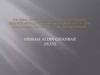 HESSAM ALDIN GHANBAR (IRAN)
