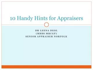 10 Handy Hints for Appraisers