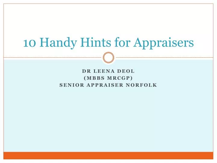 10 handy hints for appraisers