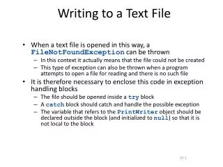 Writing to a Text File