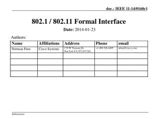 802.1 / 802.11 Formal Interface