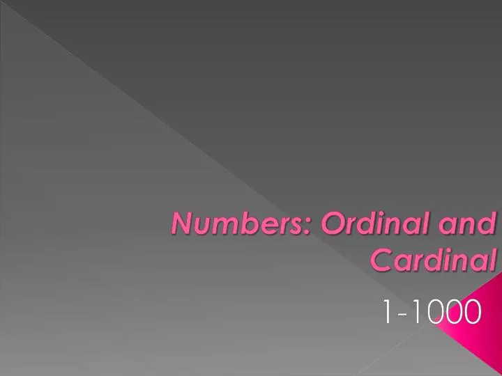 numbers ordinal and cardinal
