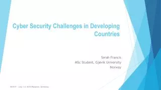 Cyber Security Challenges in Developing Countries