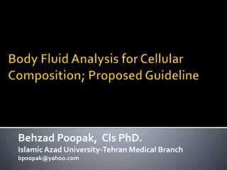 Body Fluid Analysis for Cellular Composition; Proposed Guideline