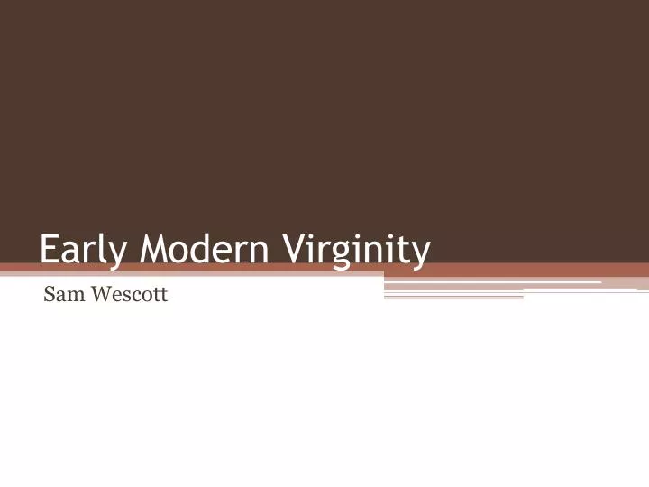 early modern virginity