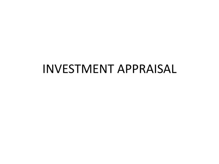 investment appraisal
