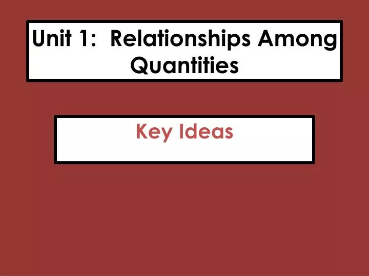 unit 1 relationships among quantities