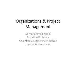 Organizations &amp; Project Management