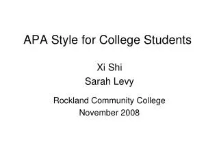 APA Style for College Students