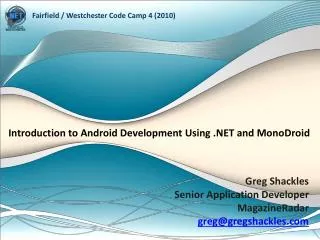 Introduction to Android Development Using .NET and MonoDroid