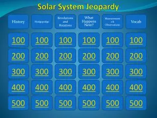 Solar System Jeopardy