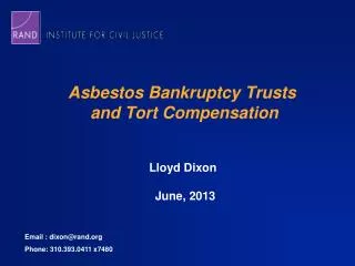 Asbestos Bankruptcy Trusts and Tort Compensation